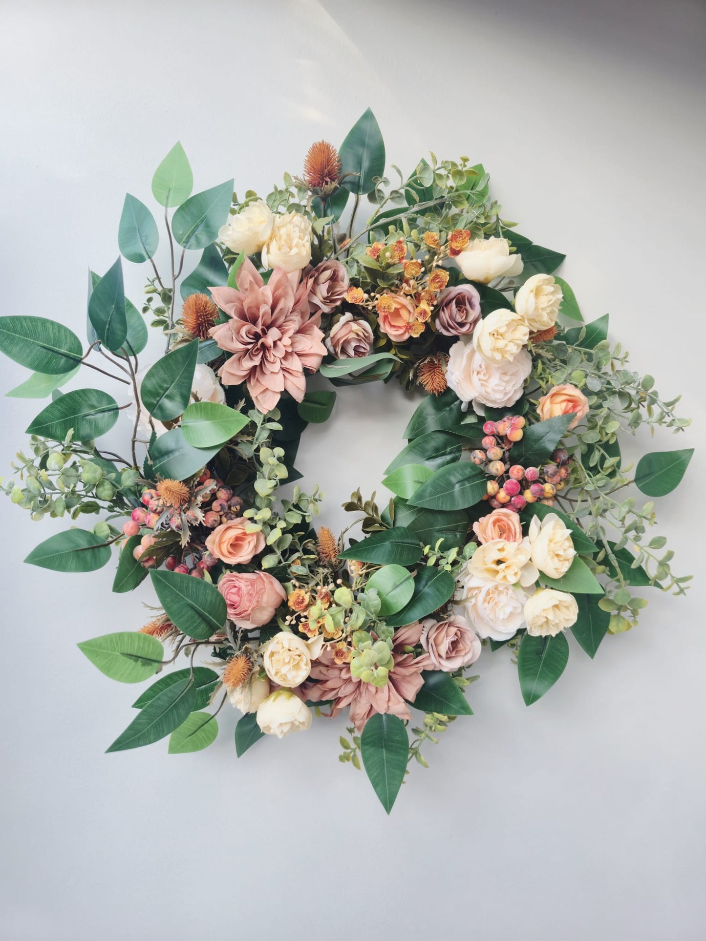 Large Peach Spring Wreath 54cm