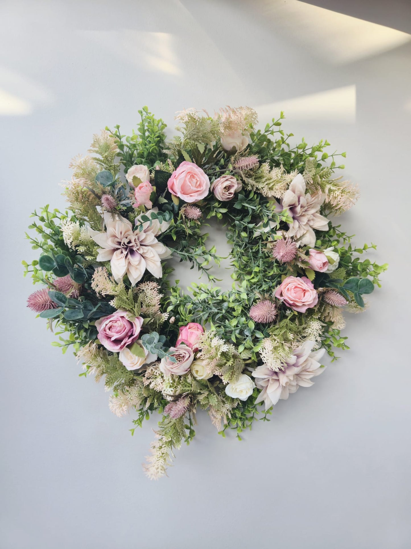 Large Light Pink Spring Wreath 54cm