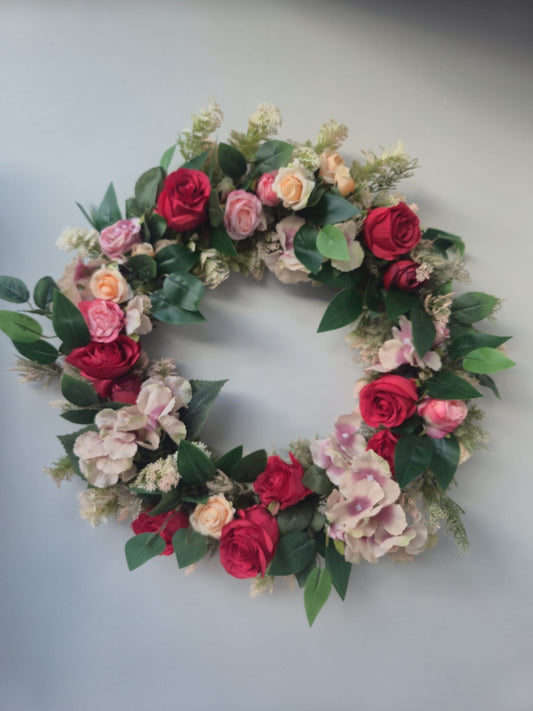 Large Pink & Cream Spring Wreath 56cm