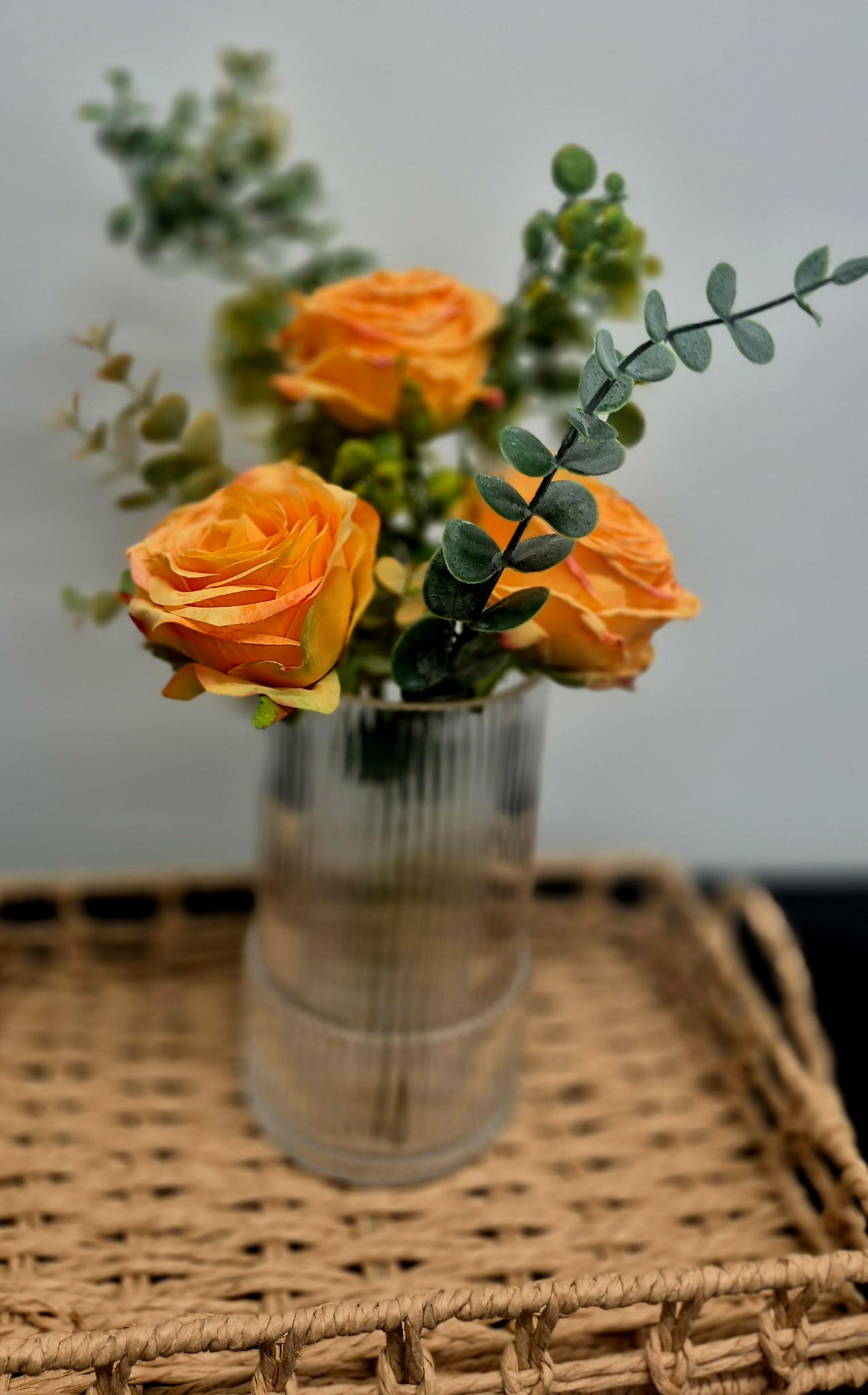 Dried Look Yellow Rose Vase