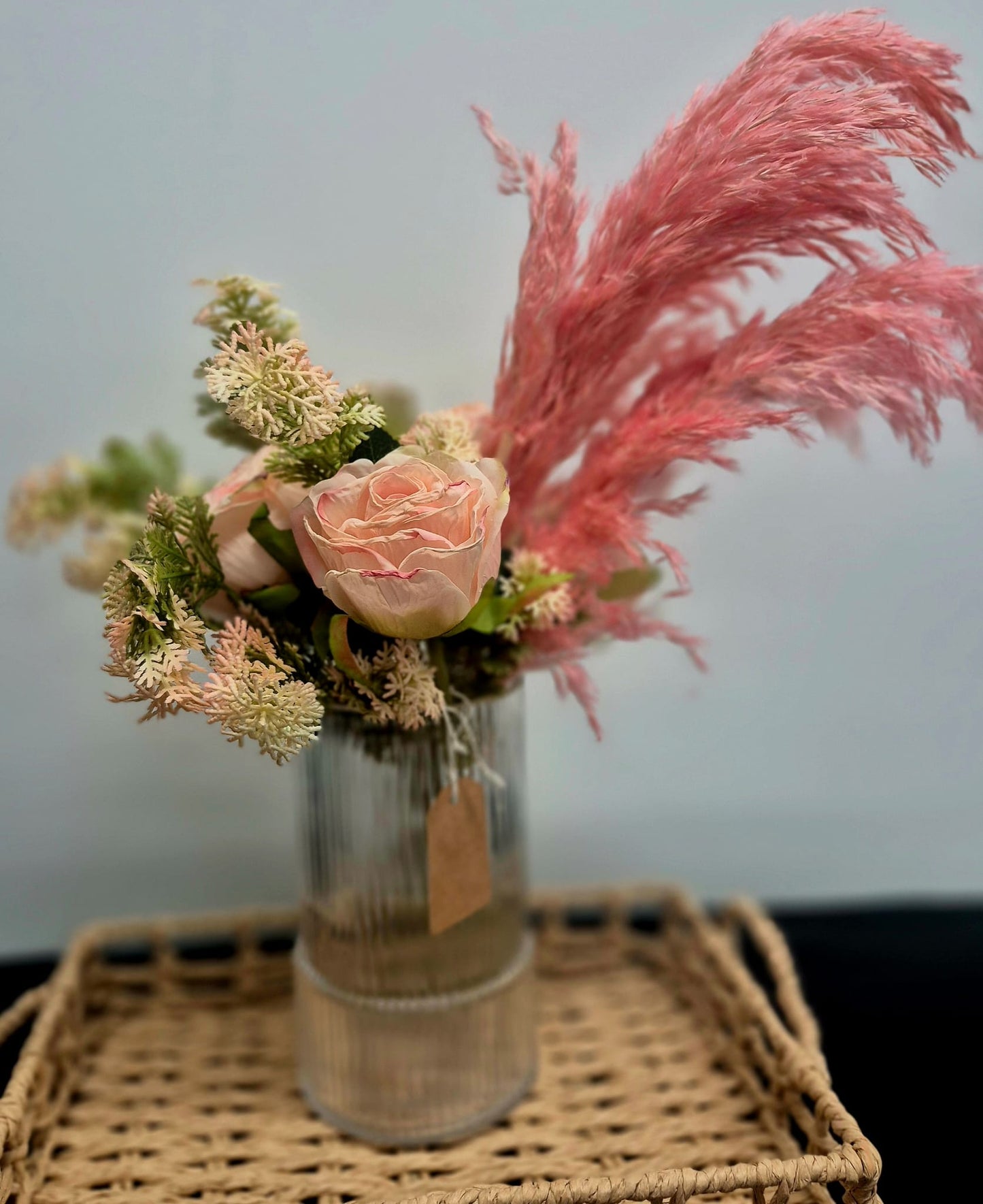Pink Pampas Rose Vase